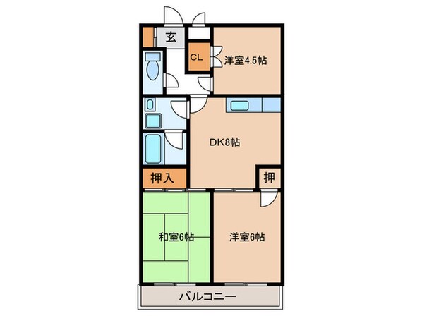 ハイツ甲村A棟の物件間取画像